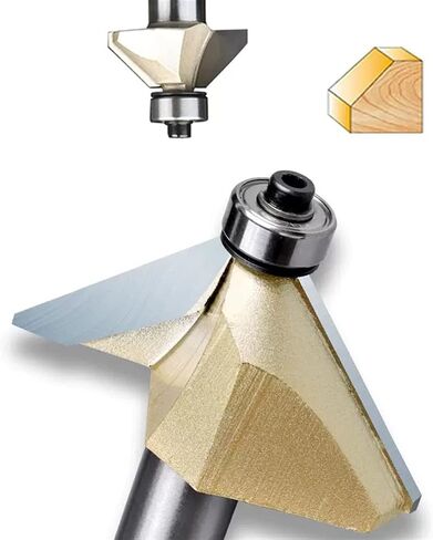Bevel Chamfer Router Bit Bearing 45 Degree Flush Trimming Tapered Woodworking DIY Wood Milling Tool 1/2 1/4 Horse Nose 1Pcs(1-2x1(45deg)) in Saudi Arabia
