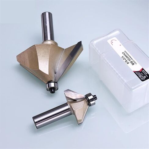 Bevel Chamfer Router Bit Bearing 45 Degree Flush Trimming Tapered Woodworking DIY Wood Milling Tool 1/2 1/4 Horse Nose 1Pcs(1-2x1(45deg)) in Saudi Arabia