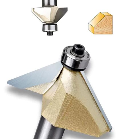 Bevel Chamfer Trouter Bit Bearing 45 درجة فلاش تشذيب مدبب الخشب DIY أداة طحن الخشب 1/2 1/4 حصان الأنف 1pcs (1-4x1-2 (45deg)) in Saudi Arabia