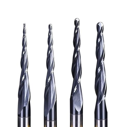 Ball Nose Tapered Solid Carbide Engraving Router Bit Relief Wood Metal Coated 3.175mm 4mm 1Pcs(R0.25x15xD4x50) in Saudi Arabia