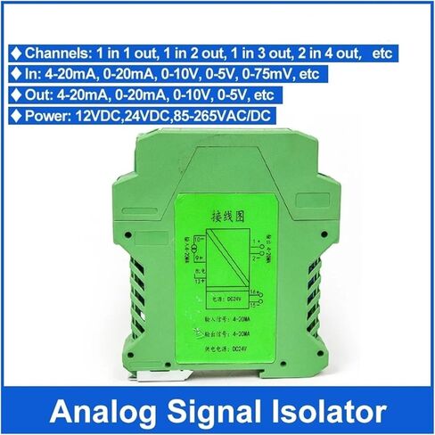 1PCS 18-32VDC 1 in 2 Out 1 in 1 Out 1 in 3 Out 1 in 4 Out 2 in 2 Out 2 in 4 Out Out Thanslog Signal Tonfribution Modle 4-20MA mode (4-20ma to 0-5v_18-32v) in Kuwait