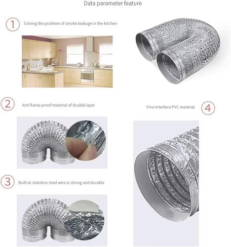 Aluminum Foil Hose Inner Diameter 110mm Flexible 1.5-6m Pipe Ventilation Duct Ventilation Hose Dryer Hood Exhaust Duct(1.5 m) in Saudi Arabia