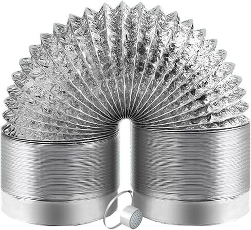 1m 2m 3m 4m 5m Air Duct Pipe Long Silver Flexible Aluminum Foil Ducting Hose 2 Layer Ventilation Fan Exhaust Hose for Tumble Dryers, Extractor Hoods, Duct Fans, Air Conditioning,(1.5m,110mm) in Saudi Arabia