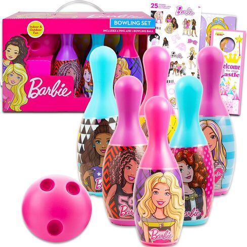 مجموعة Barbie Bowling - Disney Bowling Game Bundle ، ملصقات ، وأكثر من | النشاط في الهواء الطلق والداخلية ودبابيس الأطفال للأطفال الصغار in Kuwait