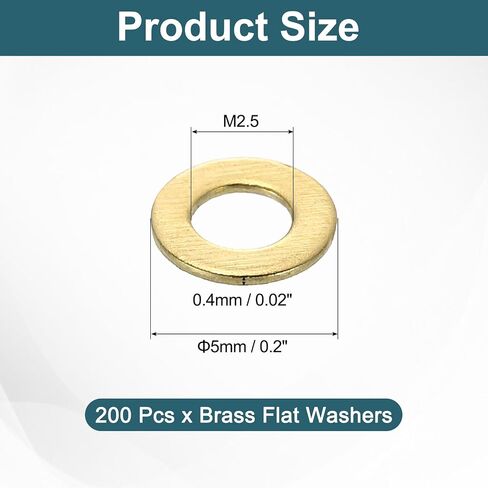 UXCELL 200PCS BRASS BRASS WASHERS ، M2X5X0.4MM GRASHERS GASKETS RING RING FLAS in Saudi Arabia
