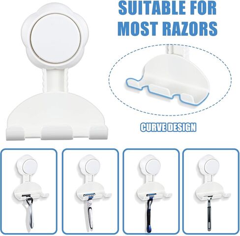 2 Pack Razor Holder for Shower Suction Cup Hooks Powerful Shaver Holder Hanging Shower Storage Wall Hook Reusable Towel Holders for Bathroom Loofah Kitchen Squeegee Window Easy to Install in Saudi Arabia
