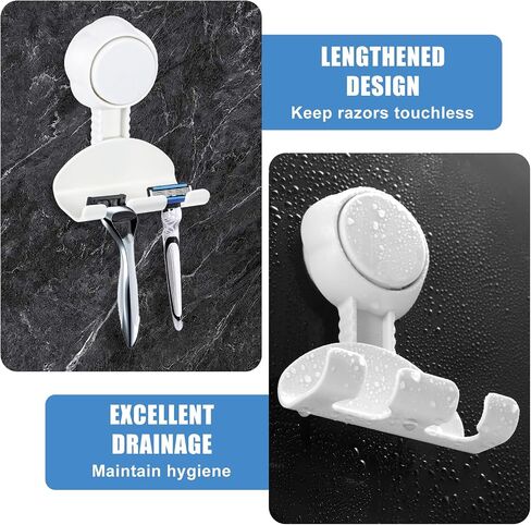 2 Pack Razor Holder for Shower Suction Cup Hooks Powerful Shaver Holder Hanging Shower Storage Wall Hook Reusable Towel Holders for Bathroom Loofah Kitchen Squeegee Window Easy to Install in Saudi Arabia