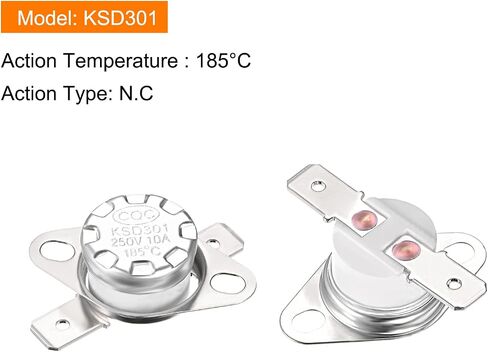 Rebower KSD301 ترموستات 135C NC مفتاح التحكم الحراري في درجة الحرارة، [لثلاجات فرن الميكروويف] - مغلق عادة / سيراميك / قطعتين in Kuwait