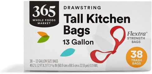 365 by Whole Foods Market, Flextra Strength Drawstring Tall Kitchen Trash Bags, 13 Gallon, 38 Count in Saudi Arabia