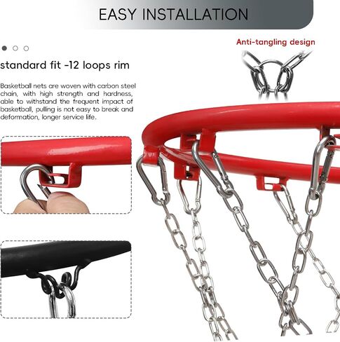 Colorful Basketball Net Heavy Duty Replacement 21",Carbon Steel Chain Basketball net, Anti-Rust Use Indoor Outdoor Standard 12 Loops Basketball Hoop in Saudi Arabia
