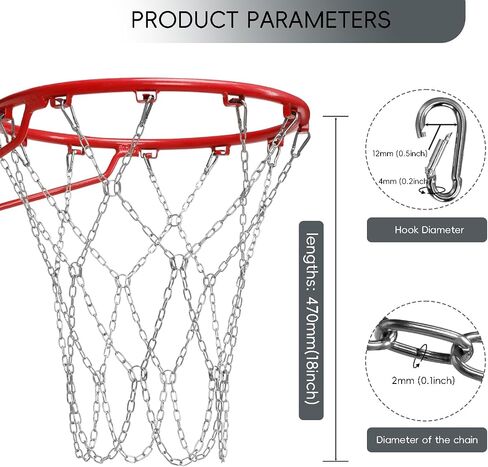 Colorful Basketball Net Heavy Duty Replacement 21",Carbon Steel Chain Basketball net, Anti-Rust Use Indoor Outdoor Standard 12 Loops Basketball Hoop in Saudi Arabia