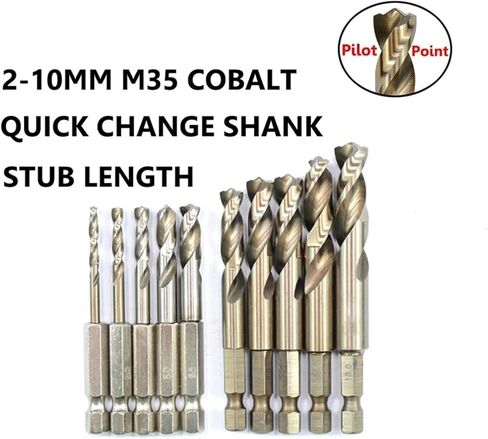 10pcs 2mm-13mm M35 Hssco Cobalt Drill Bits HSS Twist Hex Change Change Point Stub Drill for Stainless Steel (5mm 10pcs) in Saudi Arabia