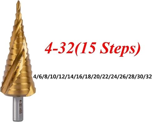 M35 Cobalt M2 Coated Step Drill Bit 3 Spiral Flutes Industrial Metal Woodworking Tools 1Pcs(4-12mm 5 Steps(M35)) in Saudi Arabia
