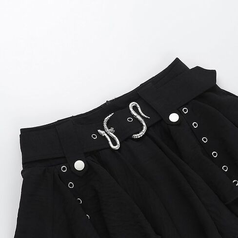 Womens Black Goth Skirt Gothic Pleated Skort Sexy High Waisted Y2k Punk Grunge Summer Mini Skater Skirts S in Saudi Arabia