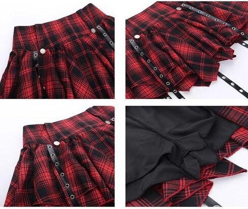 Womens Black Goth Skirt Gothic Pleated Skort Sexy High Waisted Y2k Punk Grunge Summer Mini Skater Skirts S in Saudi Arabia