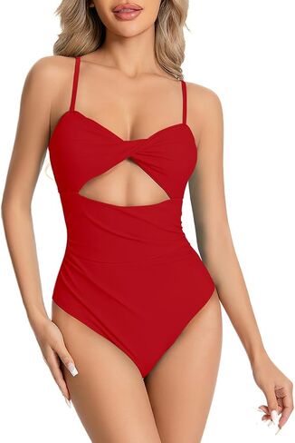 Womens One Piece Swimsuit Tummy Control Cross Cutout Bathing Flattering Sexy Twist Lady Bathing Suit in Saudi Arabia