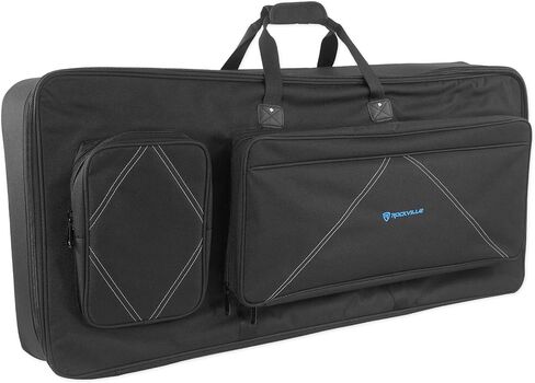 Rockville Best Bag 61 Key Bated Bat Bat-Bag Bag Case ، حشوة رغوة 22 مم ، 600 نايلون من نايلون ، ومقابض مزدوجة ، وتناسب معظم لوحات المفاتيح 61 ، للموسيقيين ودي جي in Saudi Arabia