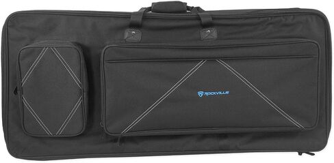 Rockville Best Bag 61 Key Bated Bat Bat-Bag Bag Case ، حشوة رغوة 22 مم ، 600 نايلون من نايلون ، ومقابض مزدوجة ، وتناسب معظم لوحات المفاتيح 61 ، للموسيقيين ودي جي in Saudi Arabia