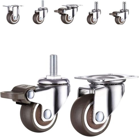 1 1.25 1.5 2 بوصة الأثاث عجلات العجلات من المطاط دوار Castor Trolley Rubber مع الفرامل 1pcs (G-Brake ، 1.25 بوصة) in Saudi Arabia