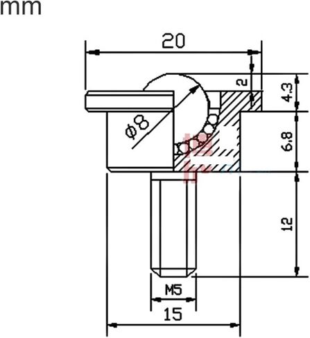عجلات الكرة SP8-FL مع كرة تسليم مصغرة المسمار M5 برغي الحمل الدب 10 كجم 2pcs in Saudi Arabia