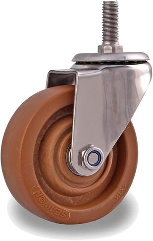 304 Frame Industrial Casters Wheels High Temperature Environment Double Bearing Mute 1Pcs(Flat Fixed Direction,5 inches) in Saudi Arabia