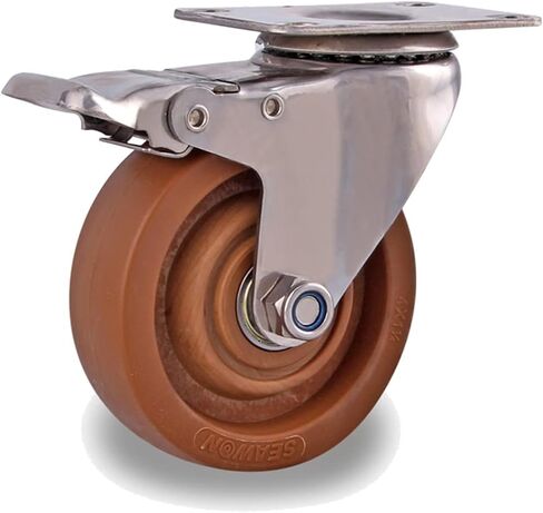 304 Frame Industrial Casters Wheels High Temperature Environment Double Bearing Mute 1Pcs(Flat Fixed Direction,5 inches) in Saudi Arabia