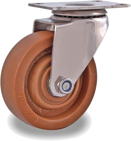 304 Frame Industrial Casters Wheels High Temperature Environment Double Bearing Mute 1Pcs(Flat Fixed Direction,5 inches) in Saudi Arabia