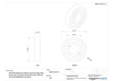 SKF 6314/C3 Radial Bearing, Single Row, Deep Groove Design, ABEC 1 Precision, Open, C3 Clearance, Steel Cage, 70mm Bore, 150mm OD, 35mm Width in Saudi Arabia