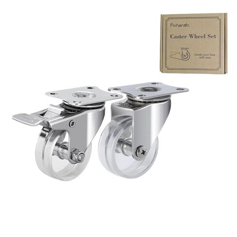 2 Inch Stainless Steel Casters Wheels Set of 4, Anti-Corrosion, 360-Degree Rotation, Non-Marking Casters Set of 4 Plastic Clear Wheels for Furnitures,Labs,Hospitals,Restaurants （4 no Brake in Saudi Arabia