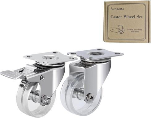 2 Inch Stainless Steel Casters Wheels Set of 4, Anti-Corrosion, 360-Degree Rotation, Non-Marking Casters Set of 4 Plastic Clear Wheels for Furnitures,Labs,Hospitals,Restaurants （4 no Brake in Saudi Arabia