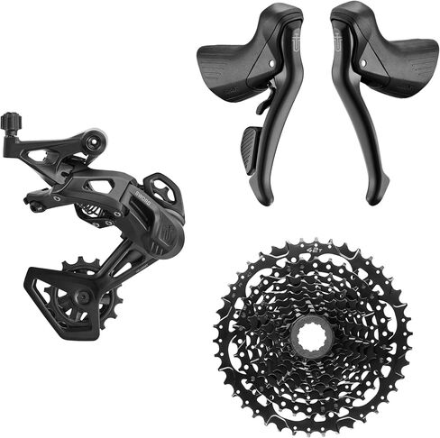 Microshift Sword Black 1x9-Speed ​​Groupset-تشمل الفرامل/المحفزات ، قفص متوسطة Derailleur الخلفية ، كاسيت 11-42T ، غير متضمن in Saudi Arabia