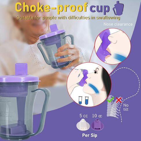 Dysphagia Cups for Swallowing People, Provale Cup 5CC or 10CC of Liquid Each Time for Prevent Chocking (Blue) in Kuwait