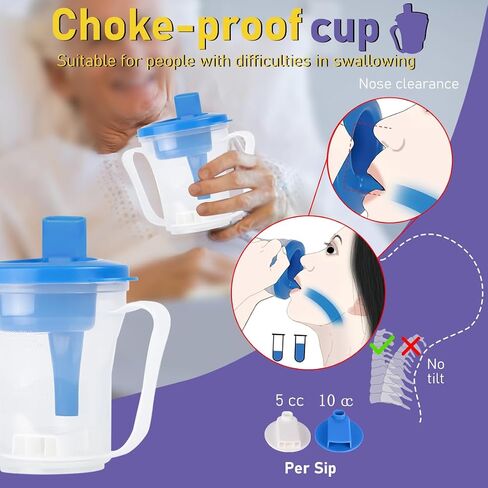 Dysphagia Cups for Swallowing People, Provale Cup 5CC or 10CC of Liquid Each Time for Prevent Chocking (Blue) in Kuwait