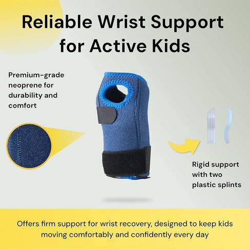 BraceUP Stabilized Kids Wrist Brace- Youth Wrist Support, Kids Wrist Splint, Child Wrist Brace for Daily Use, Boys and Girls height 3’3" to 4’11", size 3-12 (Left Hand) in Kuwait