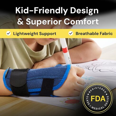 BraceUP Stabilized Kids Wrist Brace- Youth Wrist Support, Kids Wrist Splint, Child Wrist Brace for Daily Use, Boys and Girls height 3’3" to 4’11", size 3-12 (Left Hand) in Kuwait