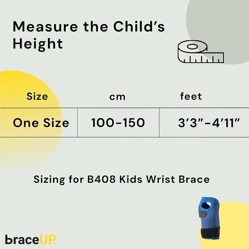 BraceUP Stabilized Kids Wrist Brace- Youth Wrist Support, Kids Wrist Splint, Child Wrist Brace for Daily Use, Boys and Girls height 3’3" to 4’11", size 3-12 (Left Hand) in Kuwait