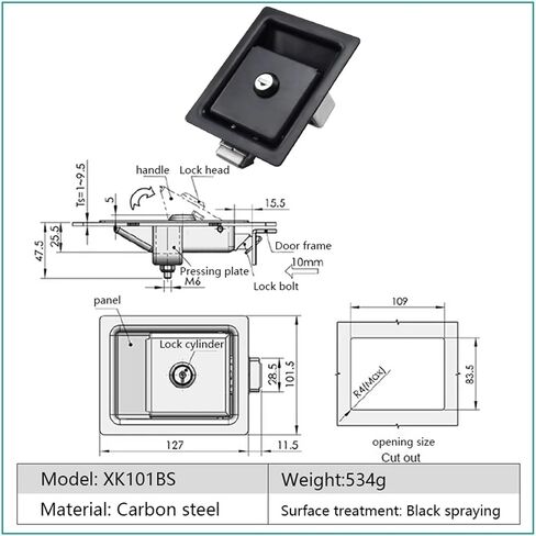 Container Truck and Trailer Parts Recessed Door Paddle Lock Latch 1Pcs(XK101B) in Kuwait