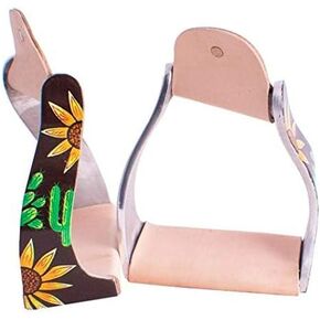 Showman Lightweight Twisted Angled Aluminum Stirrups w/Sunflower & Cactus Overlay in Kuwait