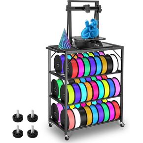 3D Printer Stand Filaments Storage, Heavy Duty 3D Printer Table Filament Storage Rack with Wheels, 3D Printer Cart Desk for PLA/ABS/TPU/Nylon, 3D Printer Shelf for Workshop Studio Home Office (Black) in Kuwait