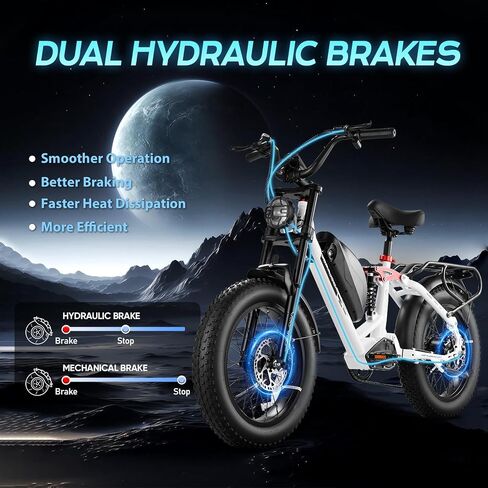 eAhora Terra/Luna 2 Dual Motor Electric Bike for Adults 3000W/1500W 33Mph/31Mph 7-Speed Ebike with Removable 48V 20Ah/15Ah Battery 20'' * 4.0 Fat Tires Ebikes with Dual Hydraulic Disc Brakes in Saudi Arabia