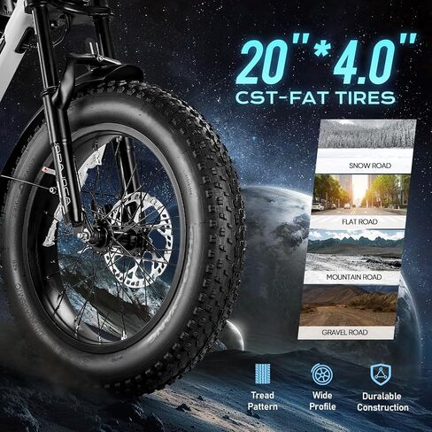eAhora Terra/Luna 2 Dual Motor Electric Bike for Adults 3000W/1500W 33Mph/31Mph 7-Speed Ebike with Removable 48V 20Ah/15Ah Battery 20'' * 4.0 Fat Tires Ebikes with Dual Hydraulic Disc Brakes in Saudi Arabia