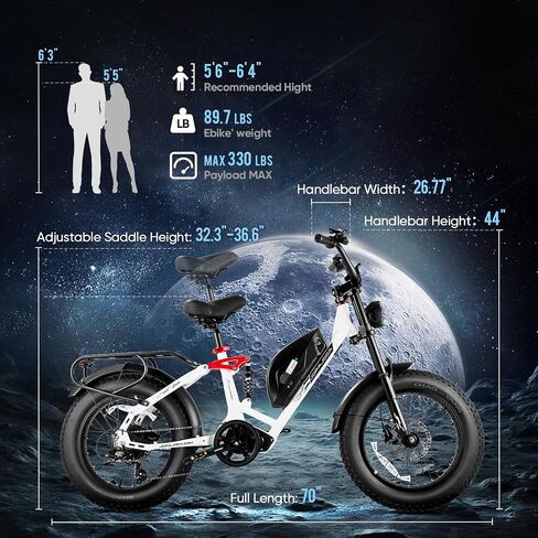 eAhora Terra/Luna 2 Dual Motor Electric Bike for Adults 3000W/1500W 33Mph/31Mph 7-Speed Ebike with Removable 48V 20Ah/15Ah Battery 20'' * 4.0 Fat Tires Ebikes with Dual Hydraulic Disc Brakes in Saudi Arabia