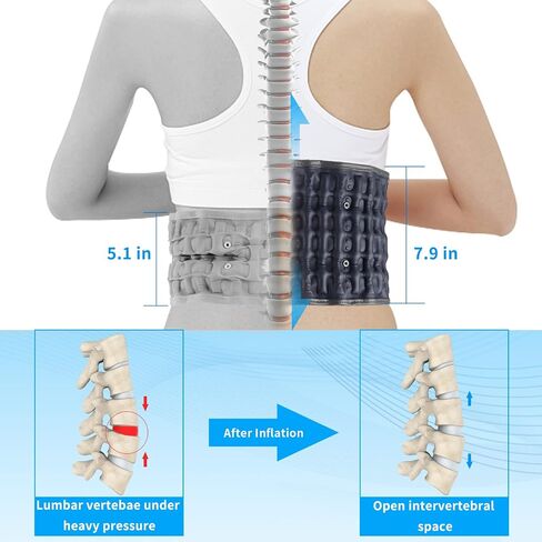Decompression Back Belt - Lumbar Support Belt for Men & Women Lower Back Pain Relief, Back Traction Device Fits Waist Size 29-49 Inches (Beige) in Saudi Arabia