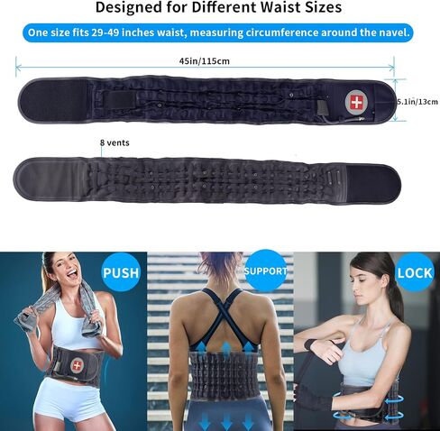 Decompression Back Belt - Lumbar Support Belt for Men & Women Lower Back Pain Relief, Back Traction Device Fits Waist Size 29-49 Inches (Beige) in Saudi Arabia
