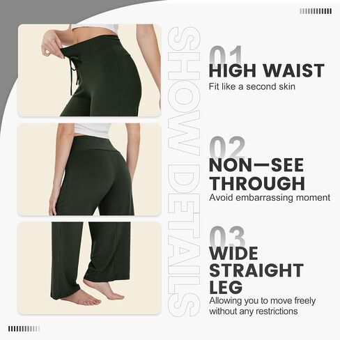 Women's High Waisted Wide Leg Yoga Pants - Comfy Loose Lounge Pajama Pants with Drawstring and Pockets in Saudi Arabia