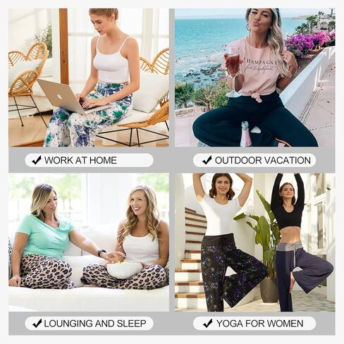 Women's High Waisted Wide Leg Yoga Pants - Comfy Loose Lounge Pajama Pants with Drawstring and Pockets in Saudi Arabia