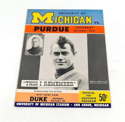 1961 Purdue at Michigan College Football Program 10-21-61 - College Programs in Saudi Arabia
