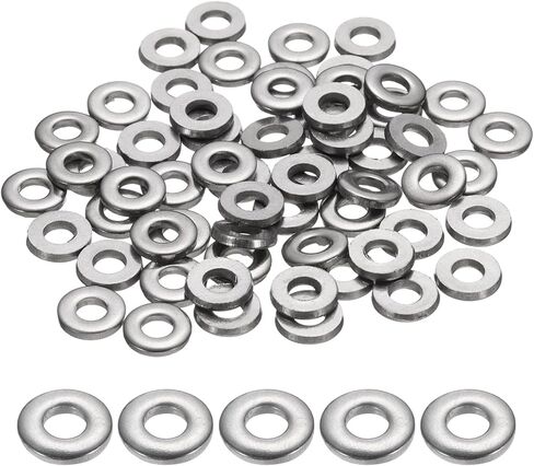 uxcell M10 Flat Washer for Screw, 60Pcs 304 Stainless Steel Washers 10MM ID x 20MM OD x 0.5MM Thick for Bolts, Factories Repair, Kitchens, Shops, and Outdoor Construction (Silver Tone) in Saudi Arabia