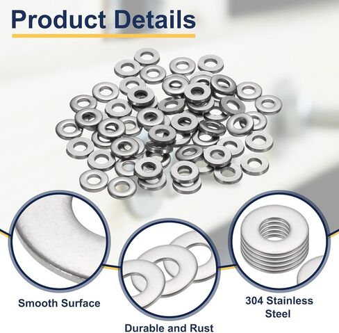 uxcell M10 Flat Washer for Screw, 60Pcs 304 Stainless Steel Washers 10MM ID x 20MM OD x 0.5MM Thick for Bolts, Factories Repair, Kitchens, Shops, and Outdoor Construction (Silver Tone) in Saudi Arabia