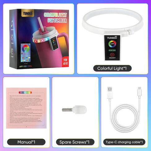 Colorful LED Light Accessories for Stanley Quencher H2.0/ProTour Tumbler Cup 40oz, Decorative Lights for Stanley Cup, Smart Bluetooth APP Control, Adjustable, Rechargeable, for Home, Party in Saudi Arabia